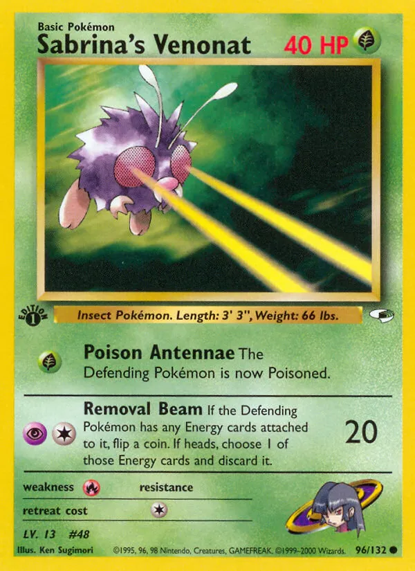 Sabrina's Venonat #96, Gym Heroes 1st Edition