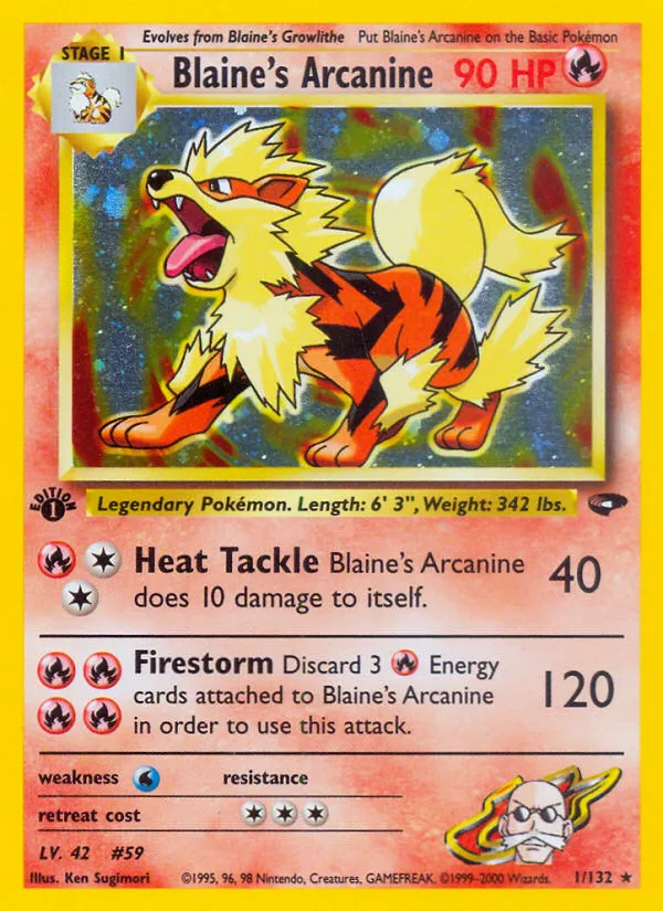 Blaine's Arcanine #1, Gym Challenge Holo-1st Edition