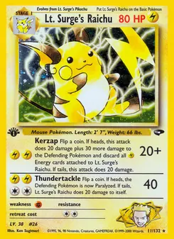 Lt. Surge's Raichu #11, Holo