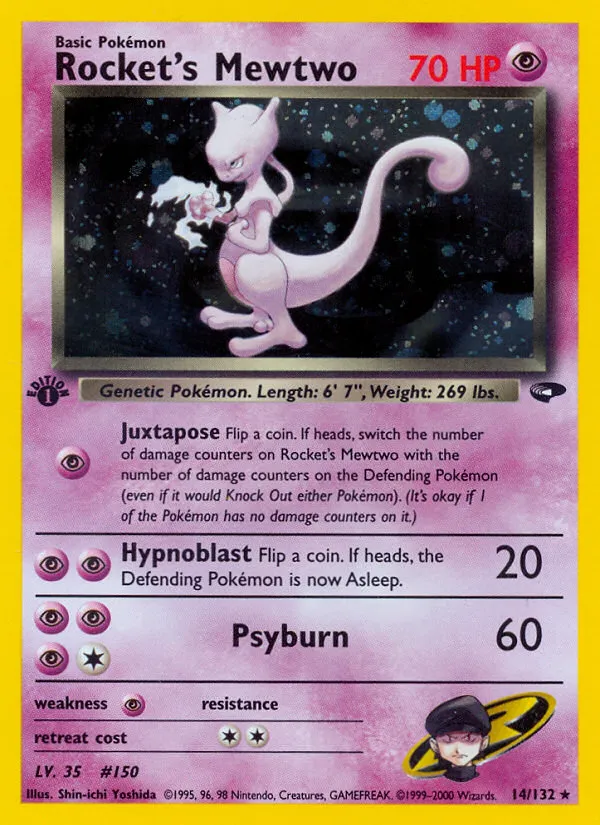 Rocket's Mewtwo #14, Gym Challenge Holo-1st Edition