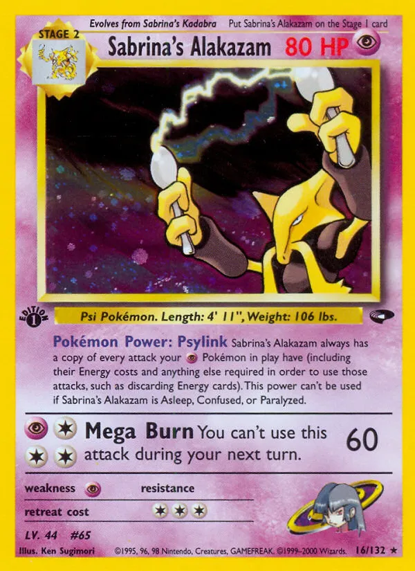 Sabrina's Alakazam #16, Gym Challenge Holo-1st Edition