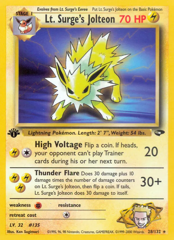 Lt. Surge's Jolteon #28, Gym Challenge