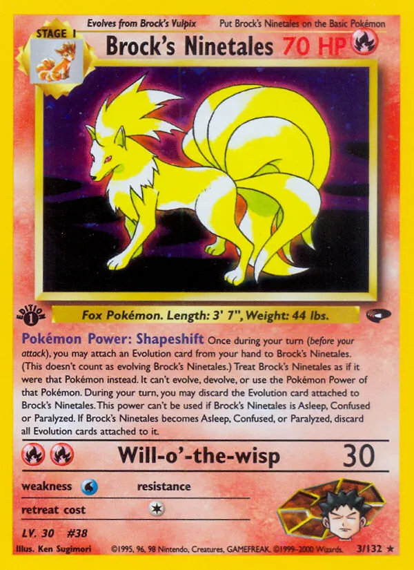Brock's Ninetales #3, Gym Challenge Holo