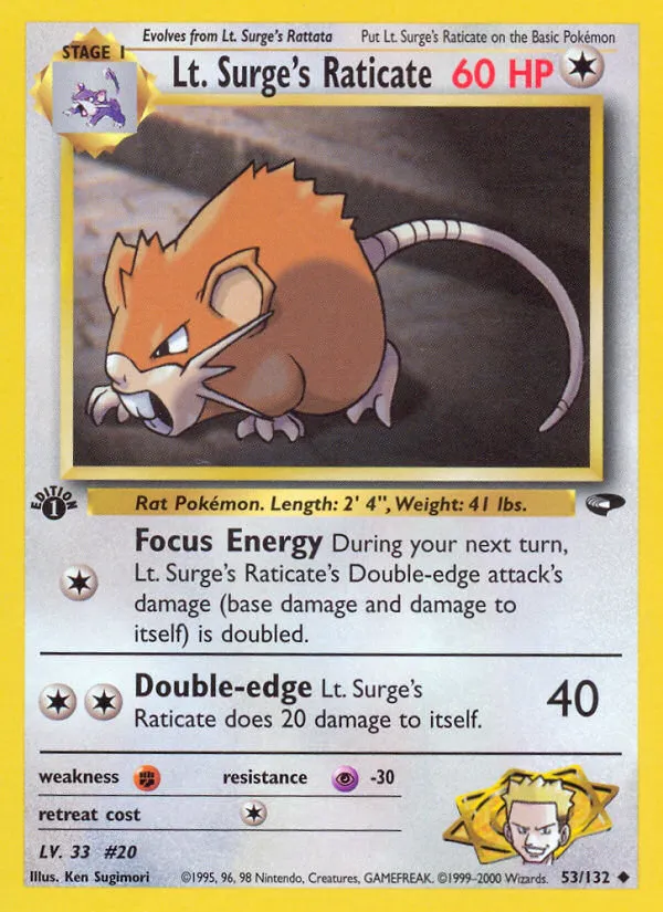 Lt. Surge's Raticate #53, Gym Challenge