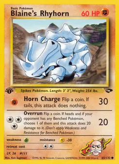Blaine's Rhyhorn #65, 1st Edition