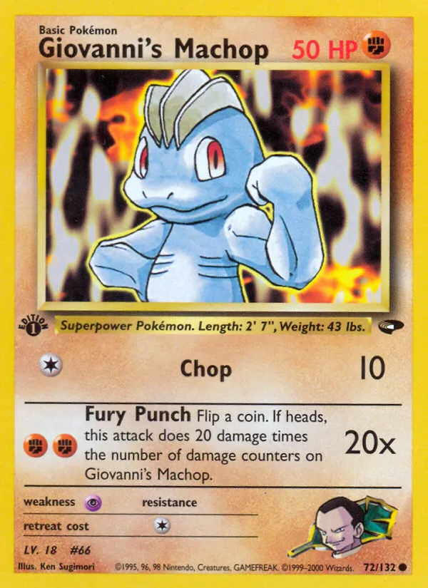 Giovanni's Machop #72, Gym Challenge 1st Edition