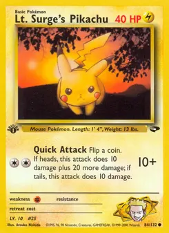 Lt. Surge's Pikachu #84, 1st Edition