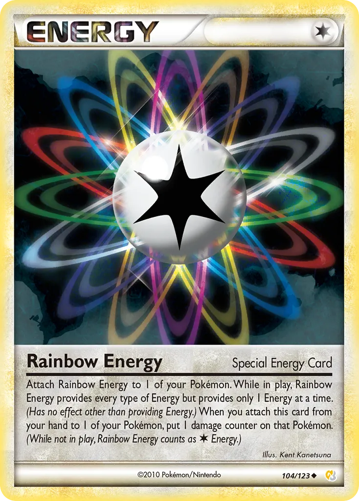 Rainbow Energy #104, HeartGold & SoulSilver Reverse Foil