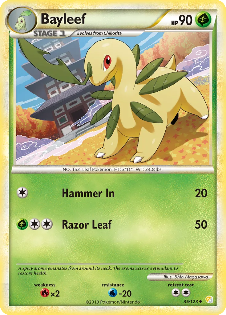 Bayleef #35, HeartGold & SoulSilver Reverse Foil