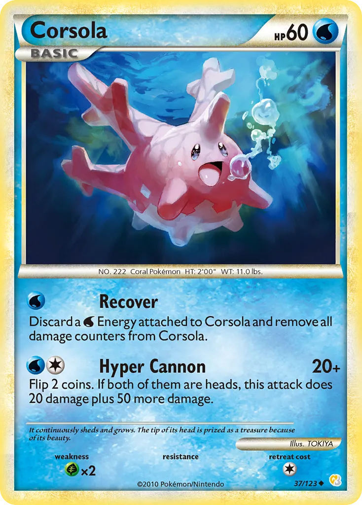 Corsola #37, HeartGold & SoulSilver Reverse Foil