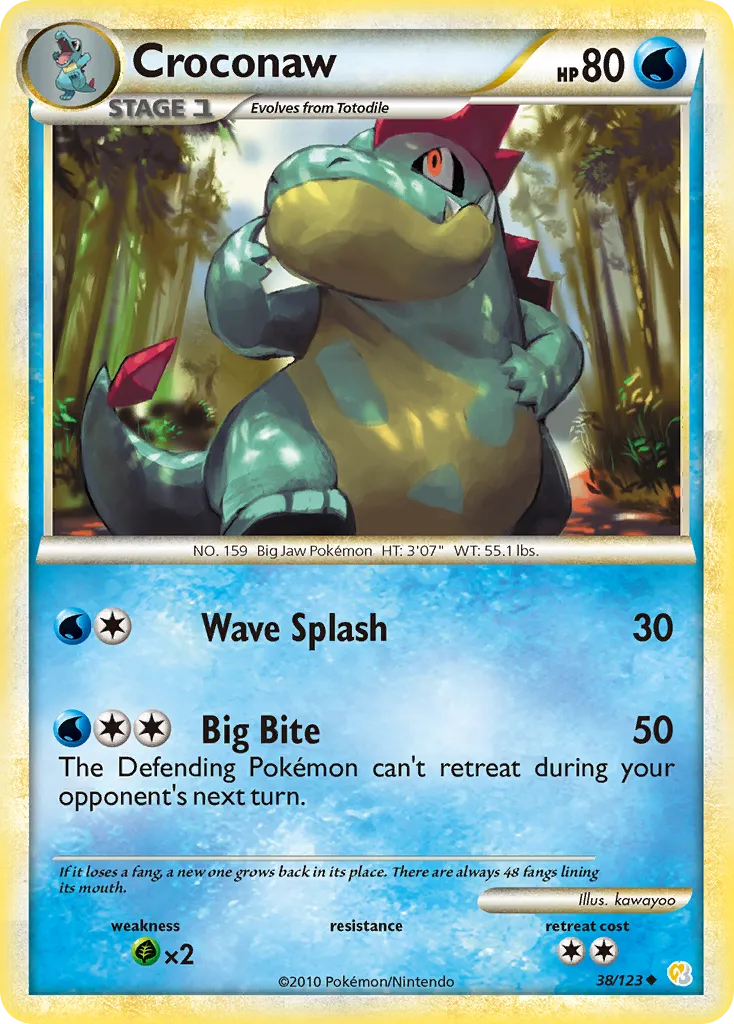 Croconaw #38, HeartGold & SoulSilver Reverse Foil