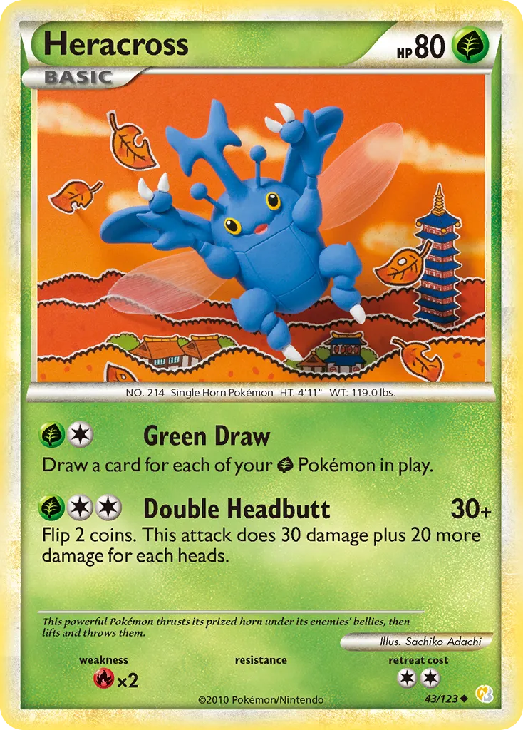 Heracross #43, HeartGold & SoulSilver Reverse Foil