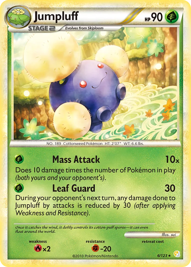 Jumpluff #6, HeartGold & SoulSilver Reverse Foil