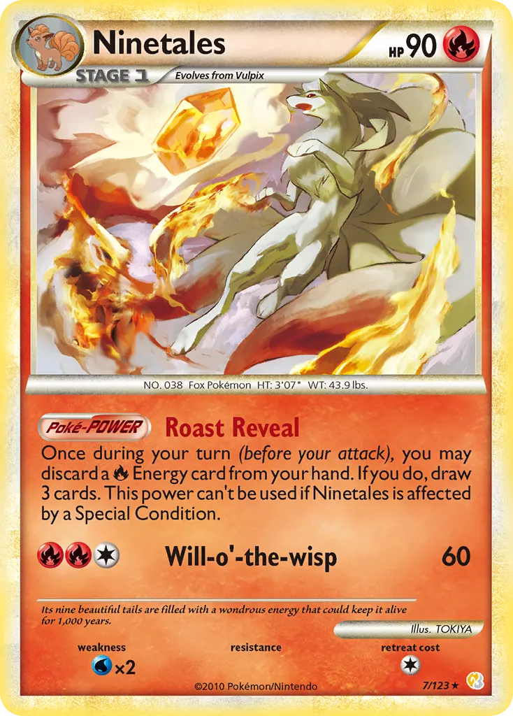 Ninetales #7, HeartGold & SoulSilver Reverse Foil