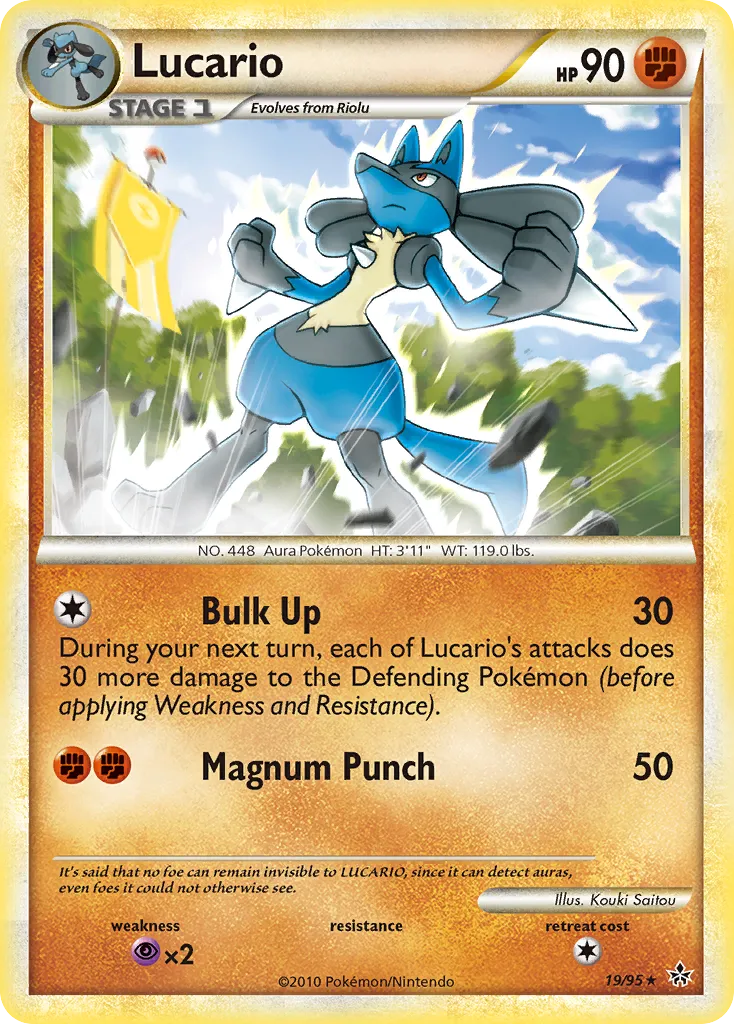Lucario #19, HS—Unleashed Reverse Foil