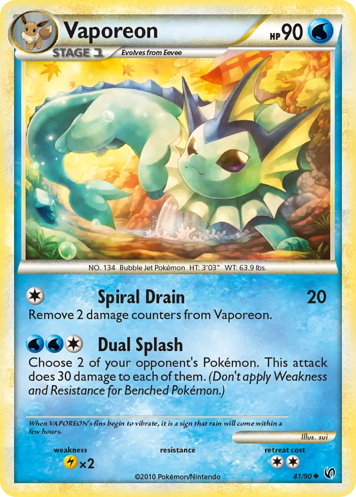 Vaporeon #41, HS—Undaunted Reverse Foil