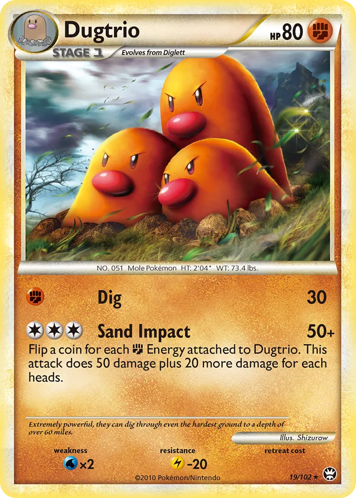 Dugtrio #19, HS—Triumphant Reverse Foil