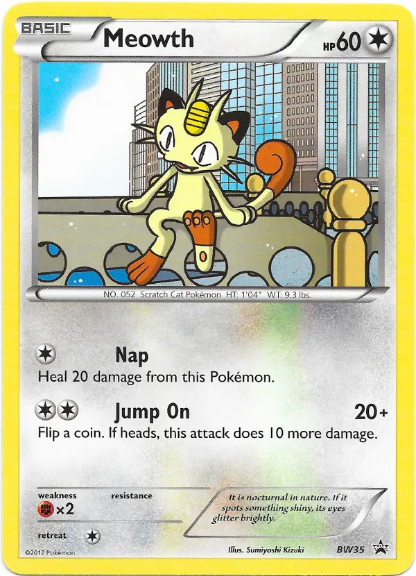 Meowth #105, Japanese BW-P Promos Psycho Drive/Hail Blizzard