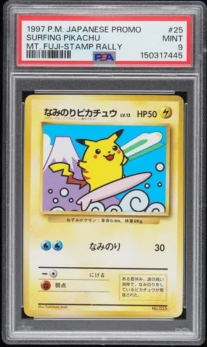 Surfing Pikachu #25, Japanese Vintage Promos MT. Fuji-Stamp Rally