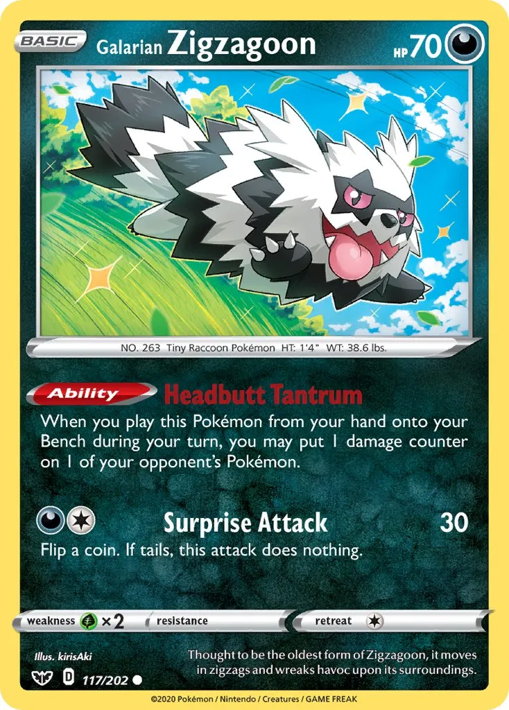 Galarian Zigzagoon #135, Japanese S-P Promos Champion's League Yokohama 2021