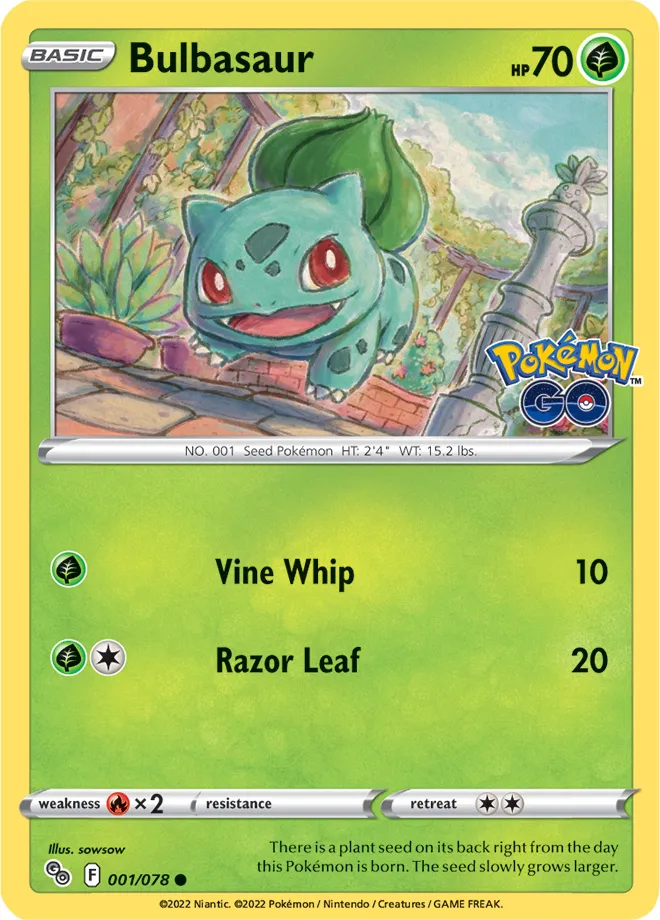 Bulbasaur #287, Japanese S-P Promos Pokemon Go Promo Card Gift Campaign