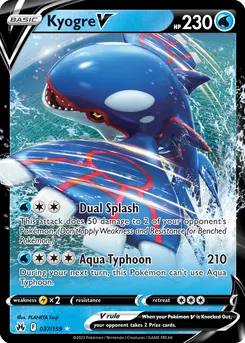Kyogre V #296, Pokemon Card Gym