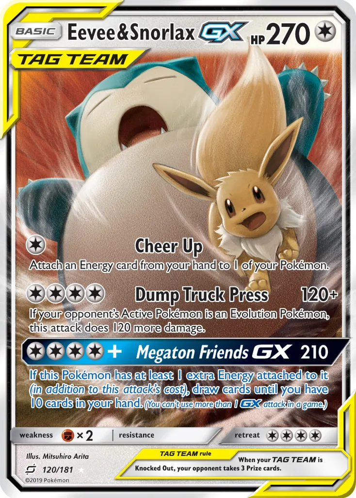 Eevee & Snorlax-GX #297, Japanese SM-P Promos Tag Bolt Booster Box Campaign