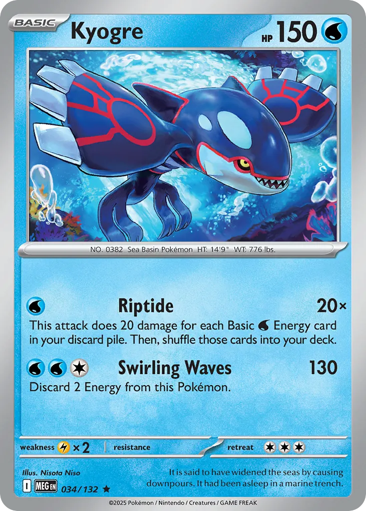 Kyogre #34, Mega Evolution Reverse Holo