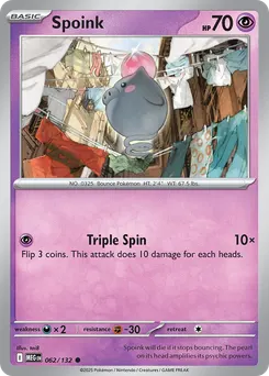 Spoink #62, Reverse Holo