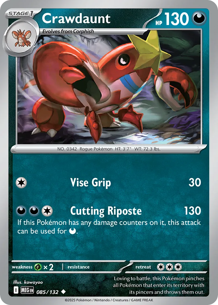 Crawdaunt #85, Mega Evolution Reverse Holo