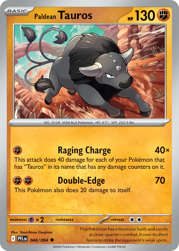 Paldean Tauros #48, Phantasmal Flames Reverse Holo