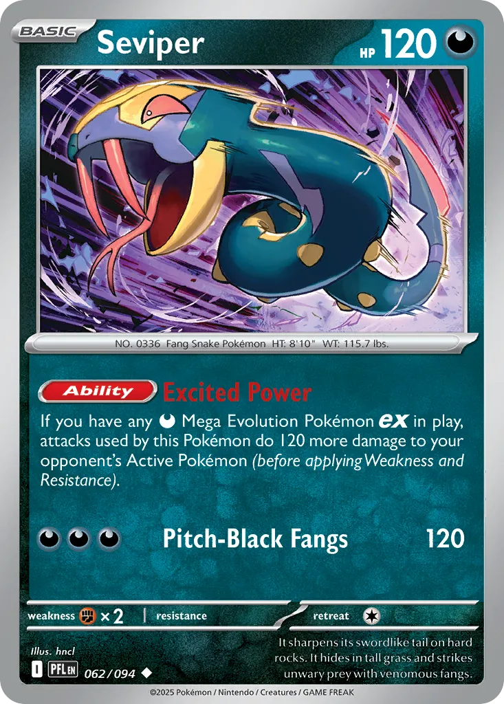 Seviper #62, Phantasmal Flames Reverse Holo