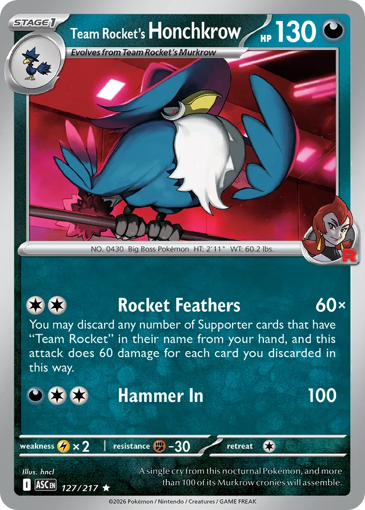 Team Rocket's Honchkrow #127, Ascended Heroes