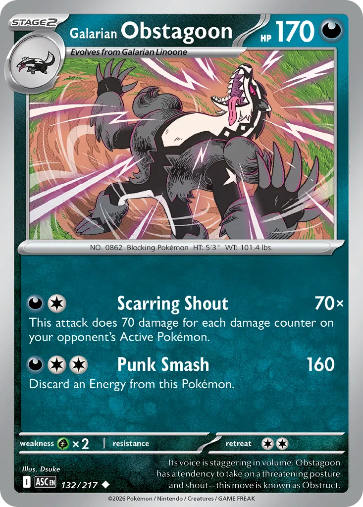Galarian Obstagoon #132, Ascended Heroes