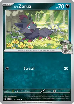 N's Zorua #136, Reverse Holo