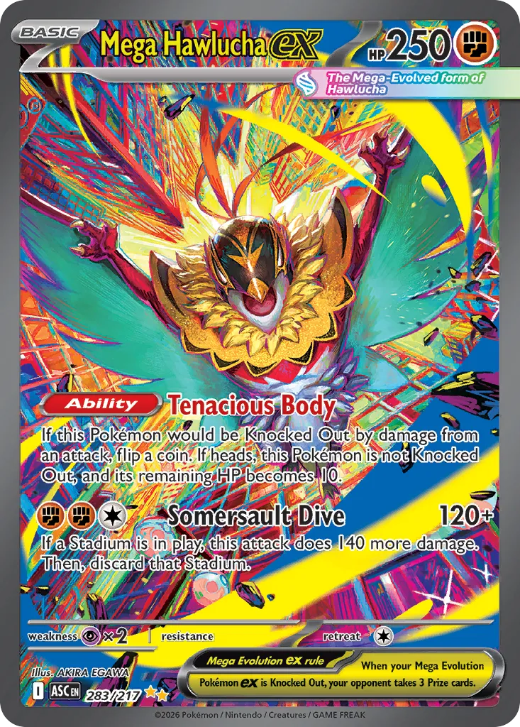 Mega Hawlucha ex #283, Ascended Heroes Missing Texture