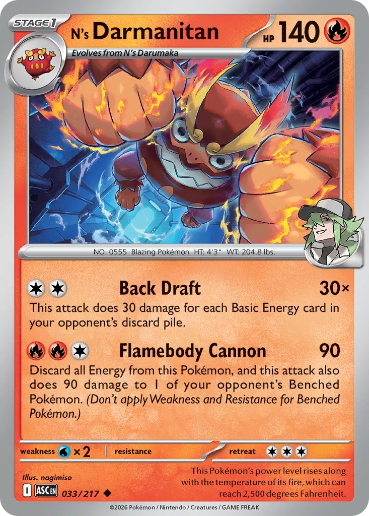 N's Darmanitan #33, Ascended Heroes Reverse Holo