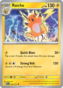 Raichu #56, Reverse Holo