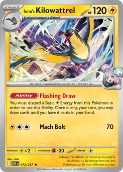Iono's Kilowattrel #72, Reverse Holo