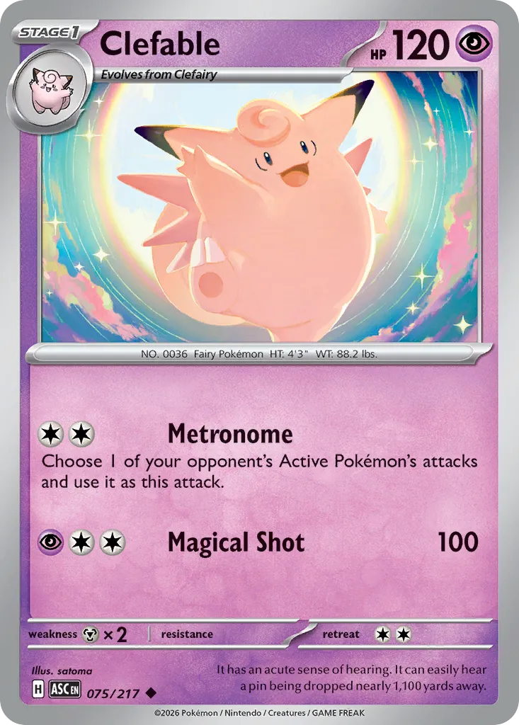 Clefable #75, Ascended Heroes Reverse Holo