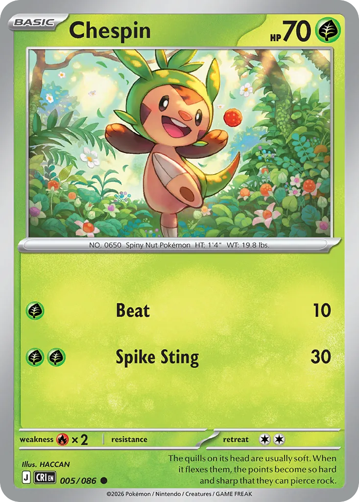 Chespin #5, Chaos Rising Reverse Holo