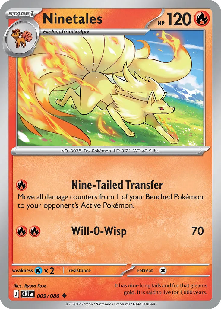 Ninetales #9, Chaos Rising Reverse Holo