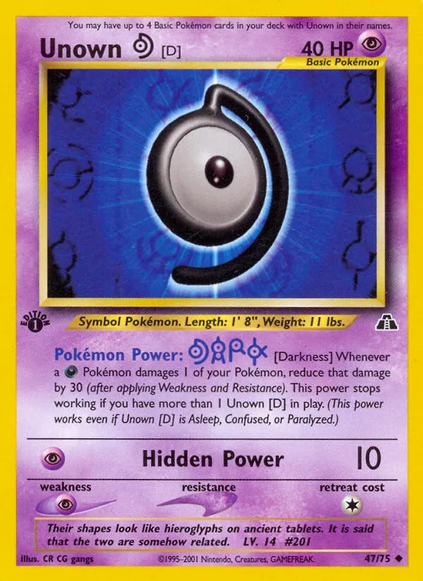Unown [D] #47, Neo Discovery 1st Edition