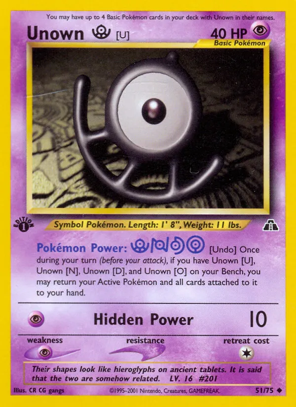 Unown [U] #51, Neo Discovery 1st Edition