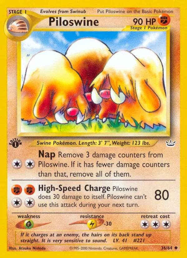 Piloswine #36, Neo Revelation 1st Edition