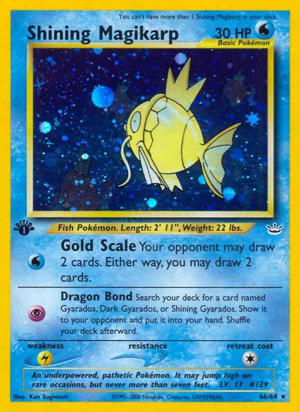 Shining Magikarp #66, Neo Revelation Double Holo Error