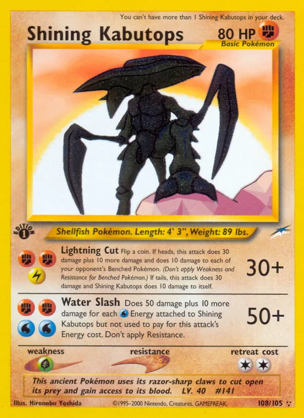 Shining Kabutops #108, Neo Destiny 1st Edition