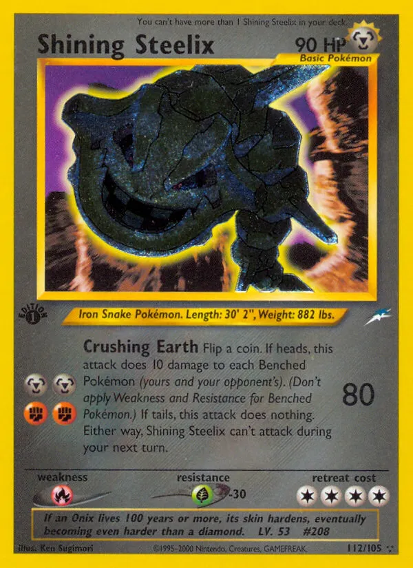 Shining Steelix #112, Neo Destiny 1st Edition
