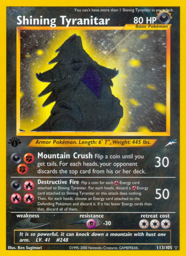 Shining Tyranitar #113, Neo Destiny 1st Edition
