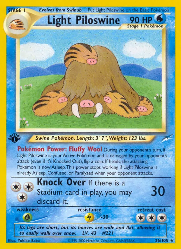 Light Piloswine #26, Neo Destiny 1st Edition